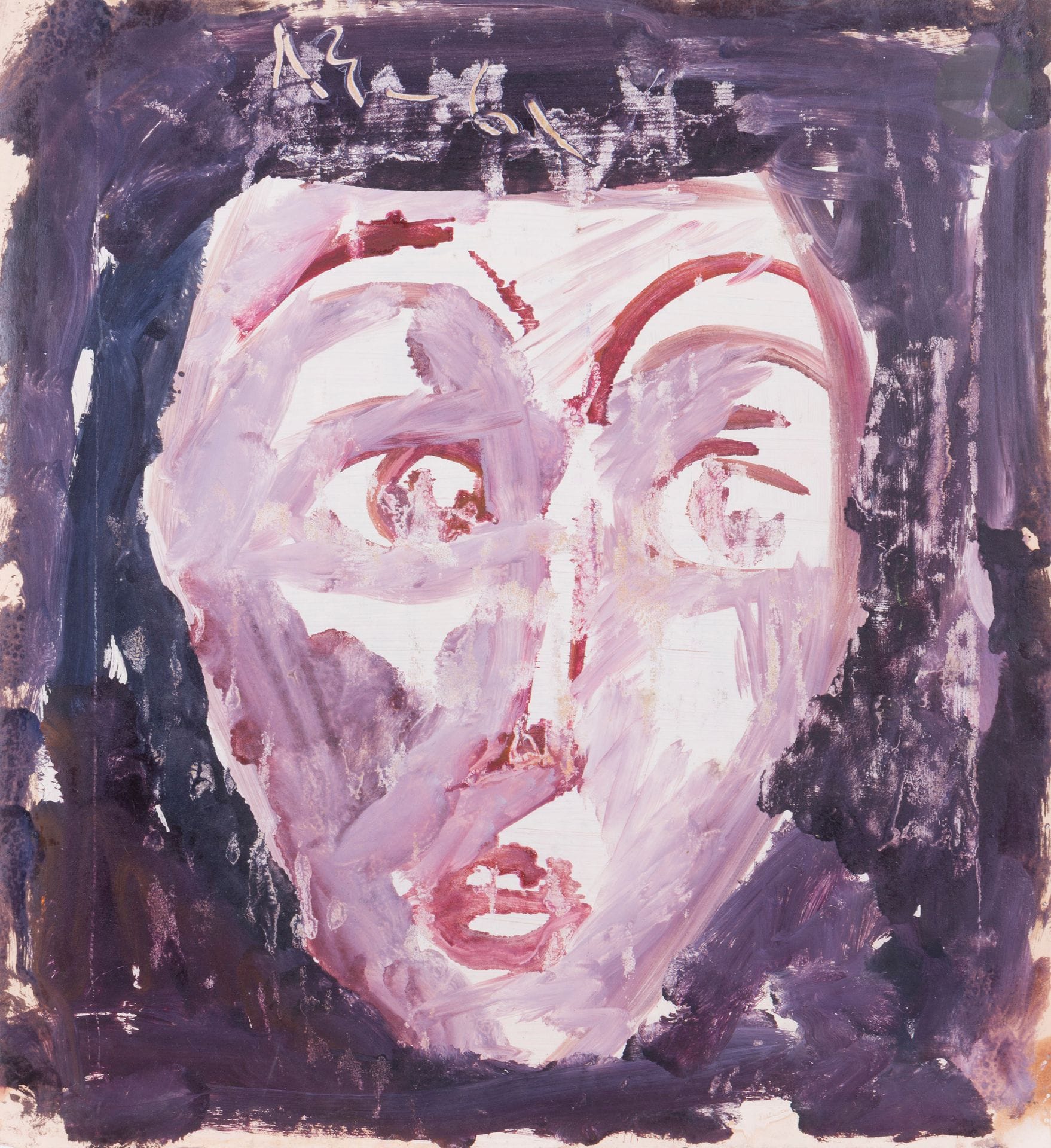 Anatoly Timofeevitch ZVEREV (1931-1986)
Голова (Head). 1961
Gouache.
Monogrammed and dated upper left. Titled and numbered 20 on the back.
50.2 x 46.4 cm