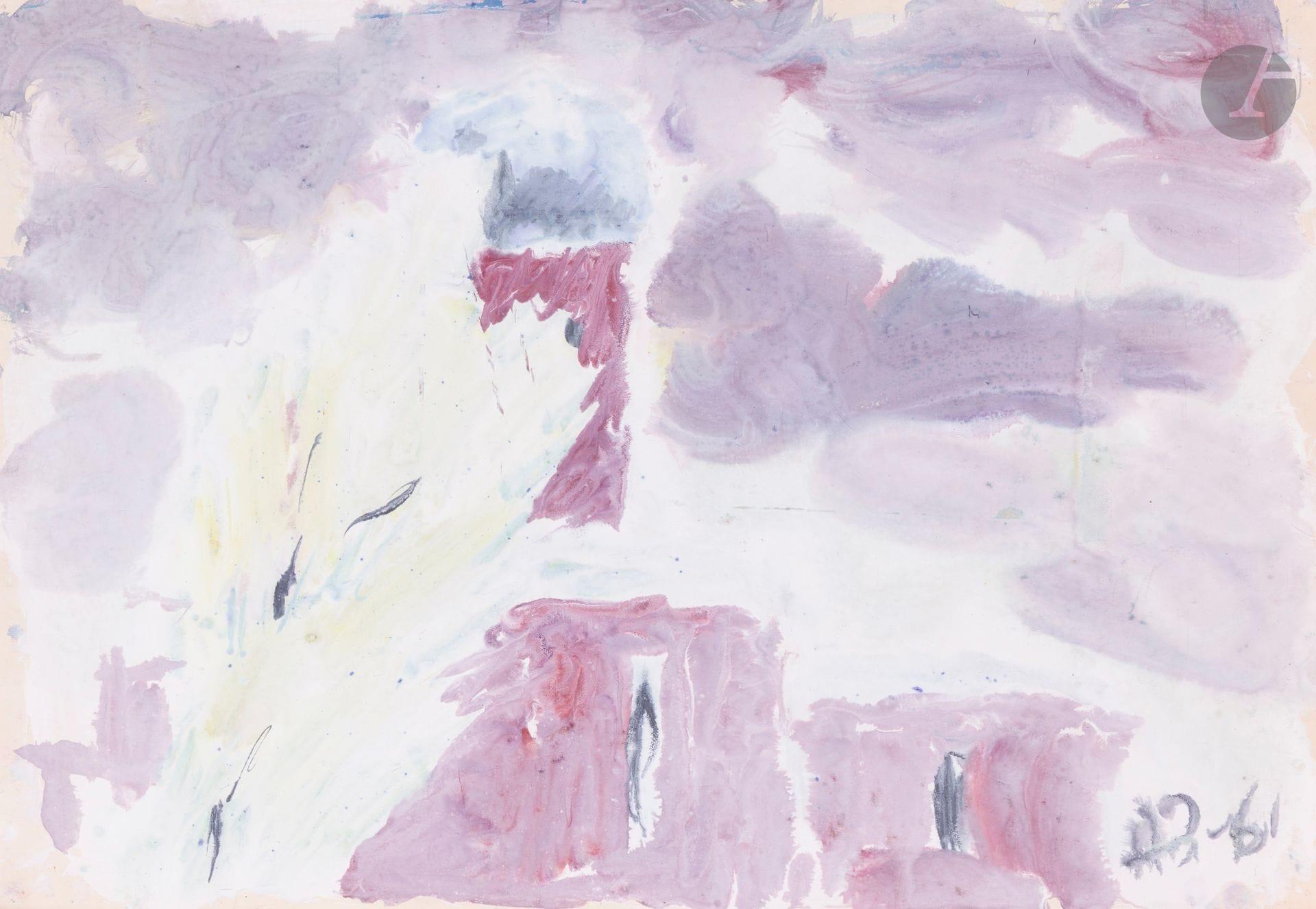 Anatoly Timofeevitch ZVEREV (1931-1986)
Церковь (L'église). 1961
Gouache.
Monogrammée et datée en bas à droite. Titrée et numérotée 7 au dos.
42,4 x 59,3 cm