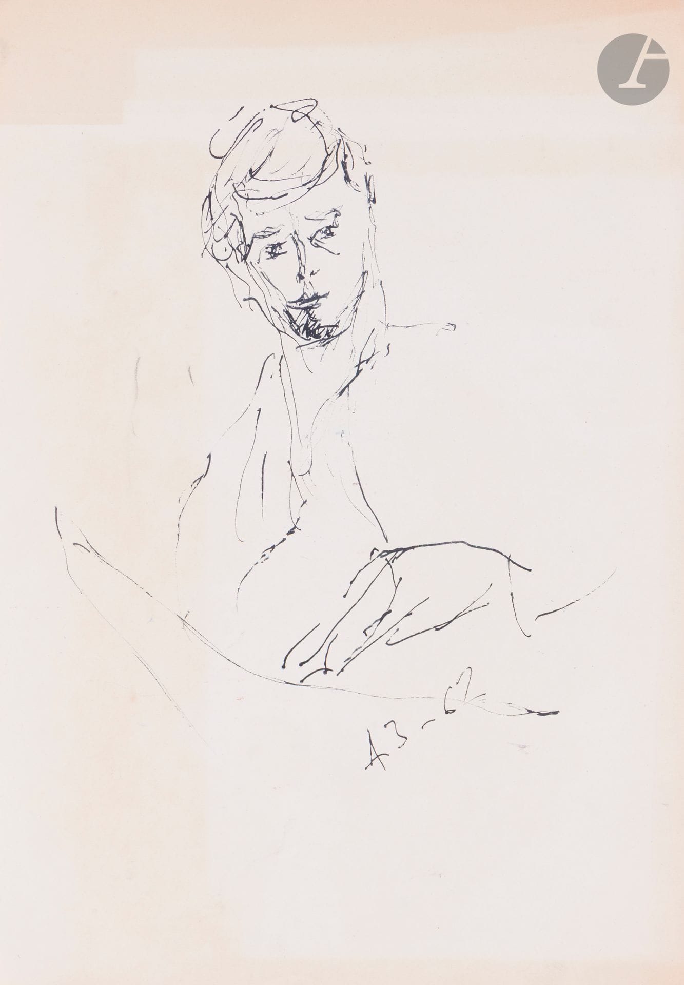 Anatoly Timofeevitch ZVEREV (1931-1986)
Portrait d'un jeune homma. 1962
Encre
Monogrammée et datée en bas sur la droite
59,9 x 41,5 cm