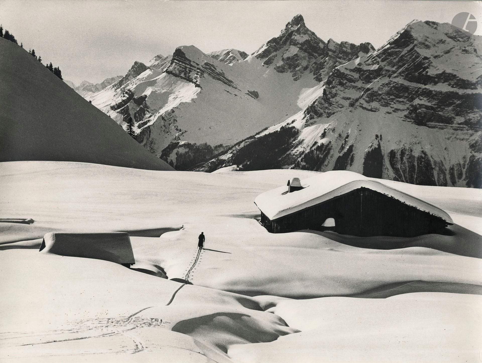 Georges II Tairraz (1900-1975)
Alpes, c. 1960-1970. 
Épreuve argentique d'époque. Tampon au verso. 
29,7 x 39,7 cm