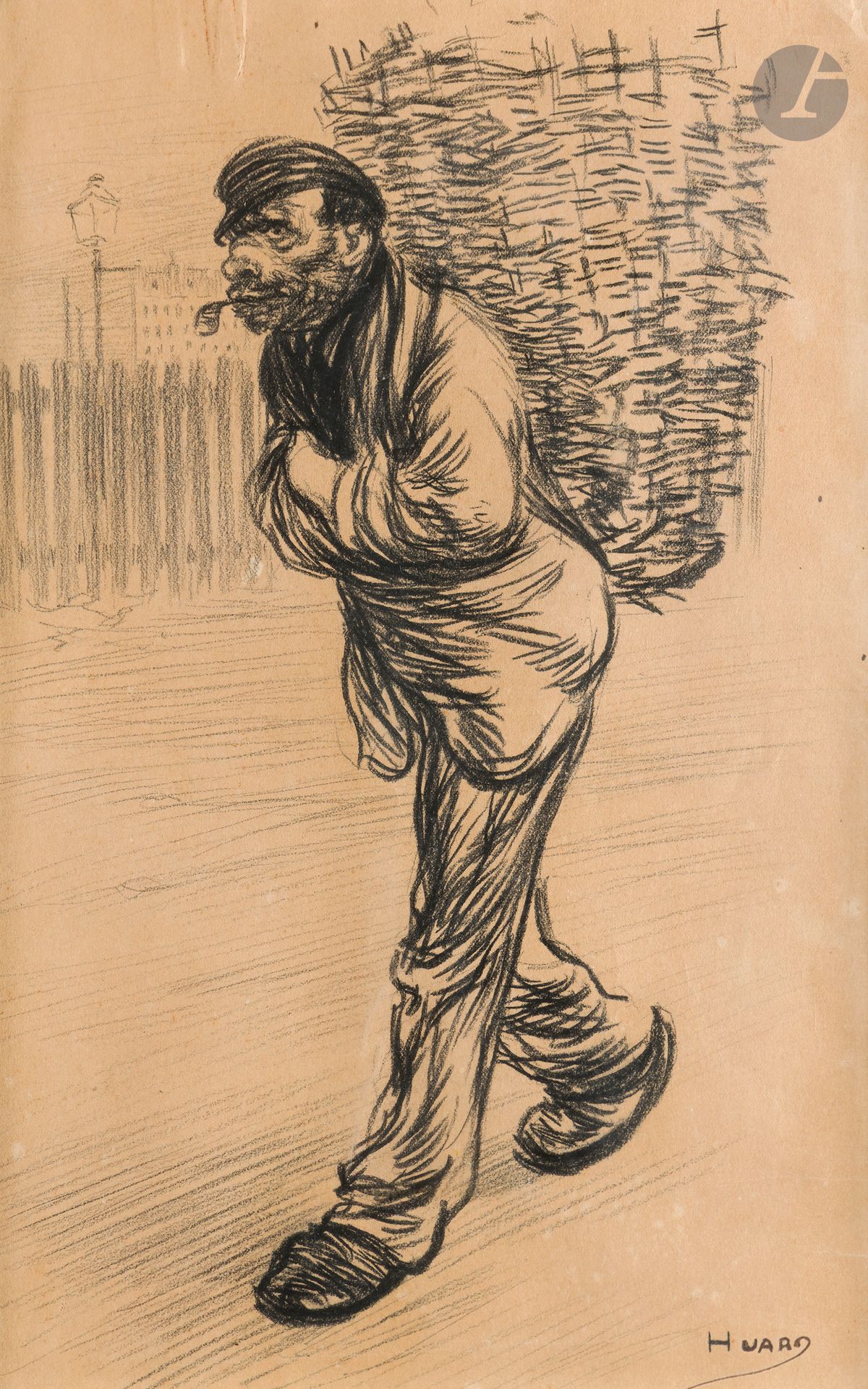 Charles HUARD (1874-1965) 
The Chiffonnier 
Charcoal and black pencil. 
Signed lower right. 
(Paper insolate) 
30 x 20 cm