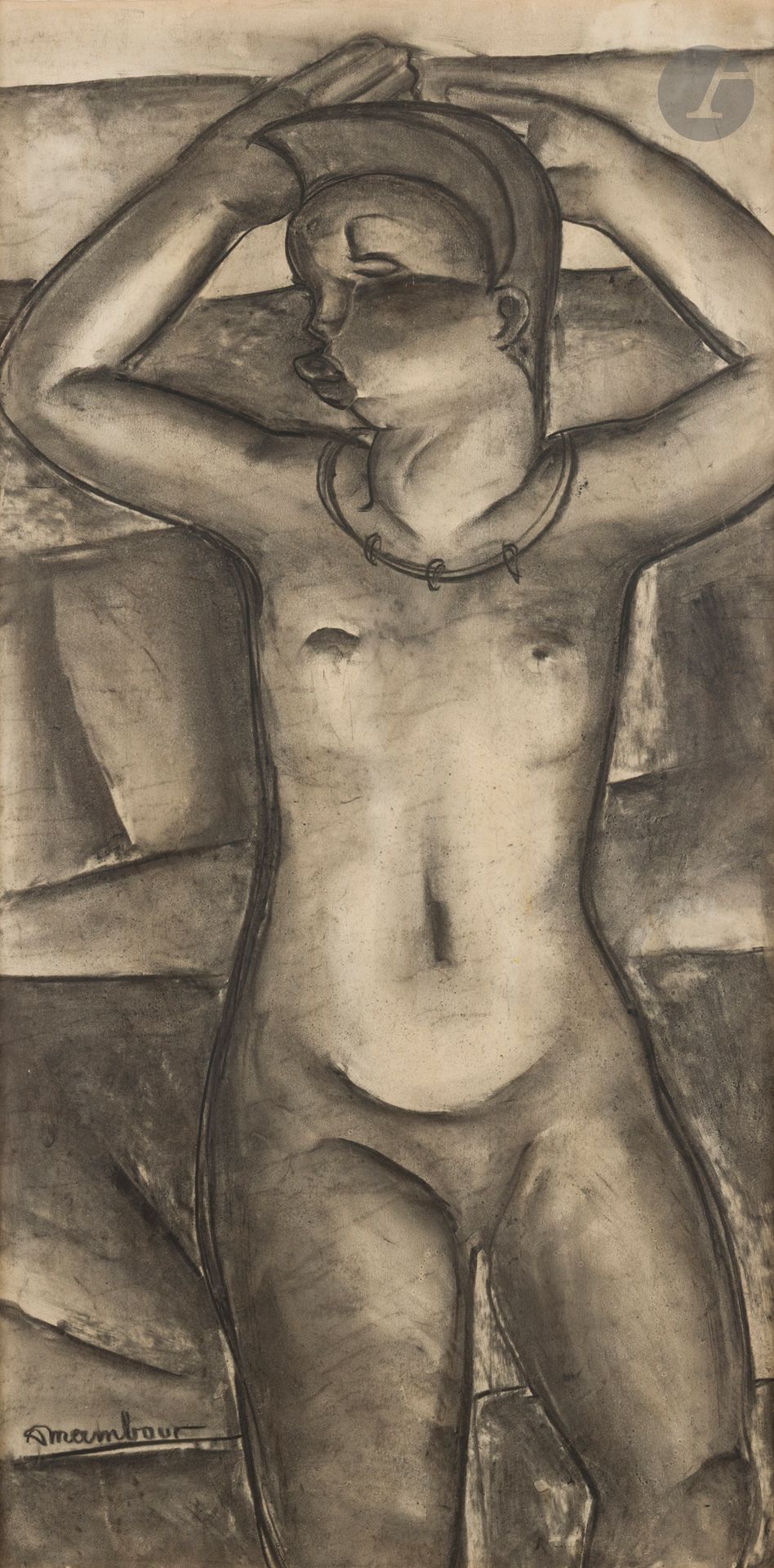 Auguste MAMBOUR (1896 - 1968)
The African Woman
Charcoal and ink.
Signed lower left.
103 x 52 cm