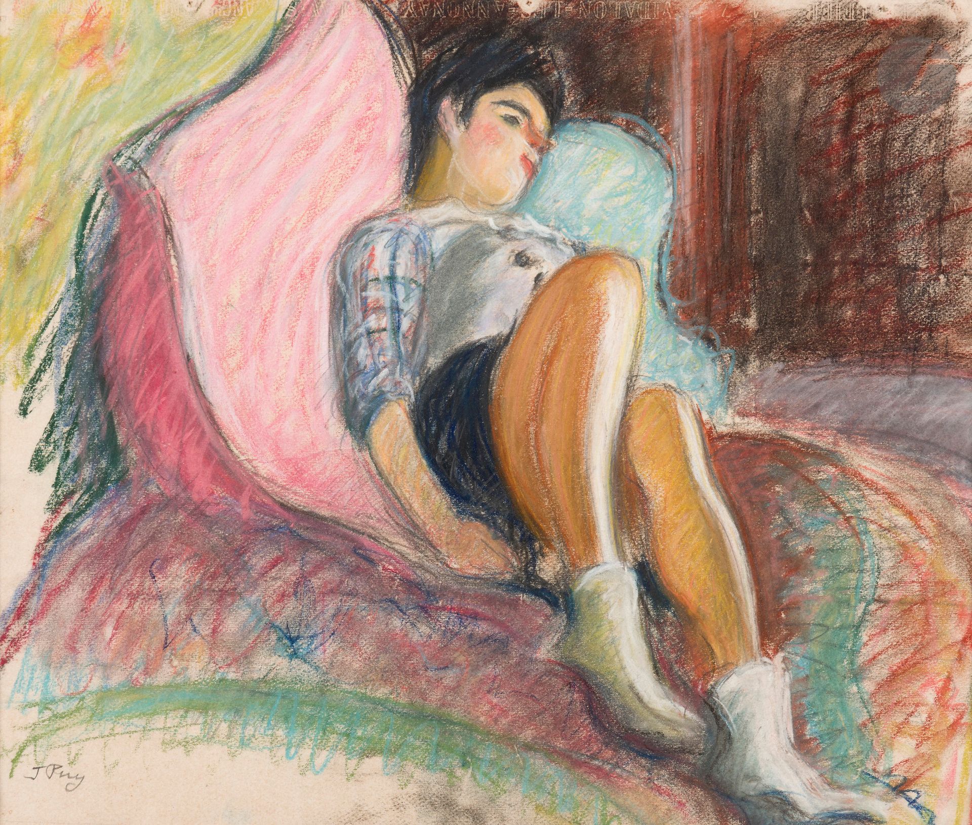 Jean PUY (1876 - 1960)
Young girl lying on a couch, circa 1935
Pastel.
Signed lower left.
39 x 47 cm

We would like to thank Mr. Hervé Labrid for confirming the authenticity of this work.