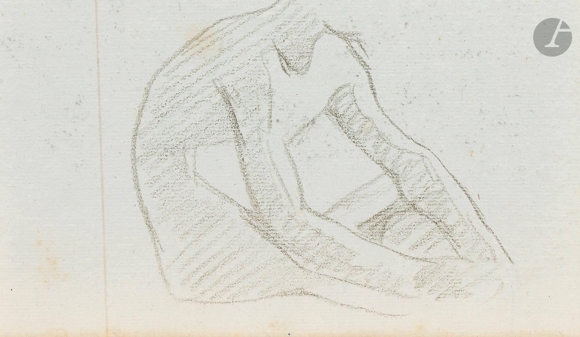 Félix VALLOTTON (1865 - 1925)
Study of a seated nude man
Black pencil.
Unsigned.
(Freckles).
11 x 18 cm

Provenance:
- Gabrielle Vallotton, née Bernheim, wife of Félix Vallotton.
- Madeleine Lecomte du Noüy, née Rodrigues-Henriques, daughter of Gabrielle Vallotton and daughter-in-law of Félix Vallotton. By descent.
- Isabelle Lecasble, née Lecomte du Noüy, daughter of Madeleine Lecomte du Noüy (her stamp on the back). By descent.

We would like to thank Madame Katia Poletti, curator of the Félix Vallotton Foundation, for the information she provided.


The drawings we are presenting come from the collection of Isabelle Lecomte du Noüy and were inherited from her grandmother, Gabrielle Bernheim. Her grandmother, Gabrielle Bernheim, had married the painter Félix Vallotton, a major figure in the Nabis group and a close associate of Édouard Vuillard. 

The set includes numerous nude studies, as well as several preparatory sheets for painted works. These include a study for Femme nue de dos blonde (1907), a study for Femme assise de dos (1915) in the Kunstmuseum Luzern, and a study for the painting Vue d'Avignon (1920). These sheets reveal Vallotton's creative process: the artist explores the attitudes of the figures, sets up the composition and balance of forms, while inscribing color annotations directly on the paper to guide the elaboration of the painting.

This group of works, which remained in a family closely linked to Nabism and its representatives, is today a particularly precious testimony. To identify its provenance, a collection stamp bearing Isabelle Lecomte du Noüy's initials has been affixed to the reverse of each drawing.