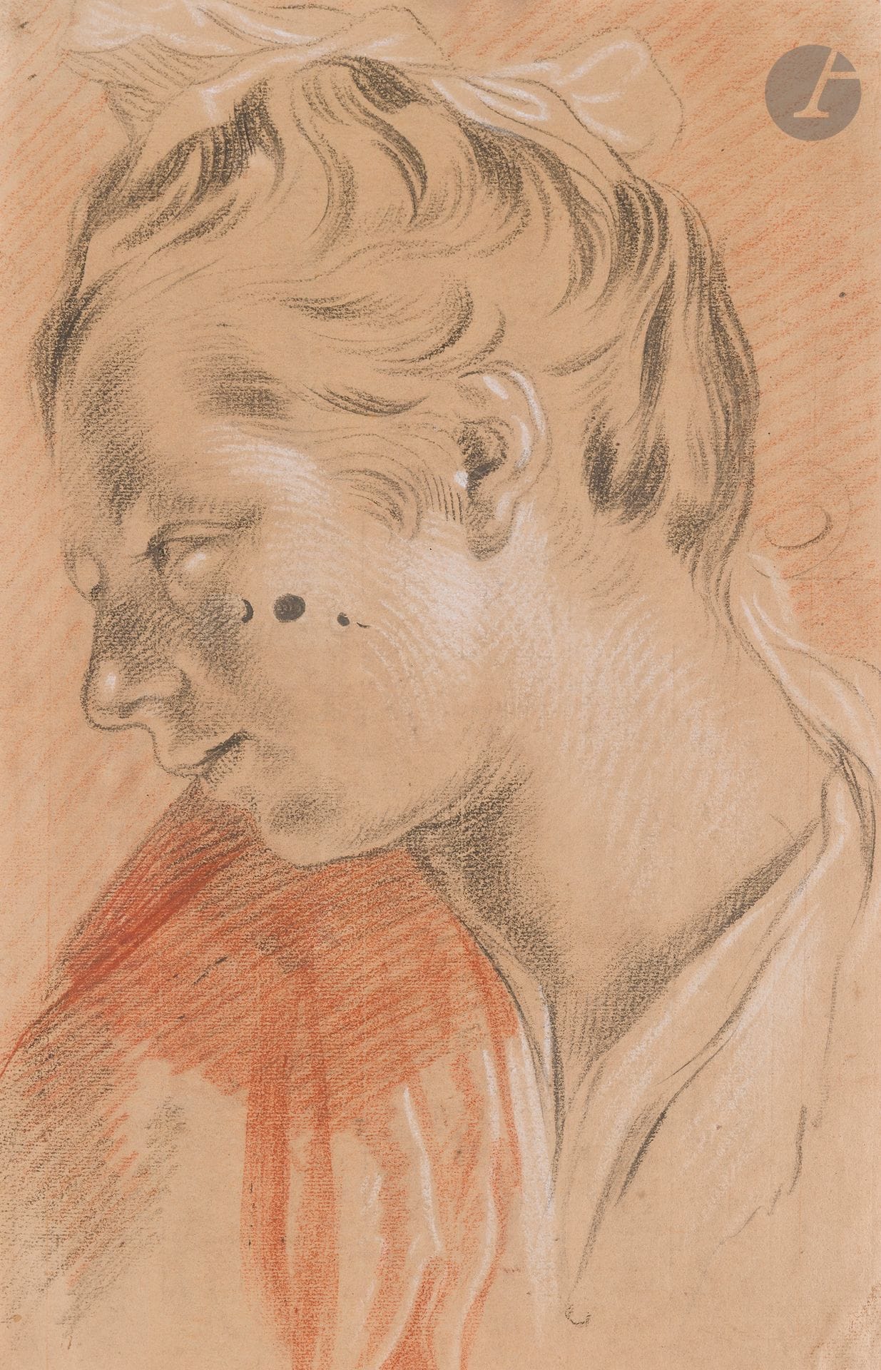 Jan GAREMIJN (Bruges 1712 - 1799)
Portrait de jeune fille tournée vers la gauche
Trois crayons.
(Petites taches).
34 x 22 cm

Jan Garemijn, très jeune, fut l’élève du sculpteur Rochus Aerts, de Hendrik Pulinx et Lodewijk Roose, tous deux peintres. En 1765, il devint professeur et directeur de l’académie de Bruges, poste qu’il occupa pendant dix ans. Artiste prolifique, il est surtout admiré pour ses qualités de dessinateur. Son style fut fortement influencé par les grands artistes français tels que Boucher, Fragonard et Greuze mais aussi par ses compatriotes Jordaens et Rubens.