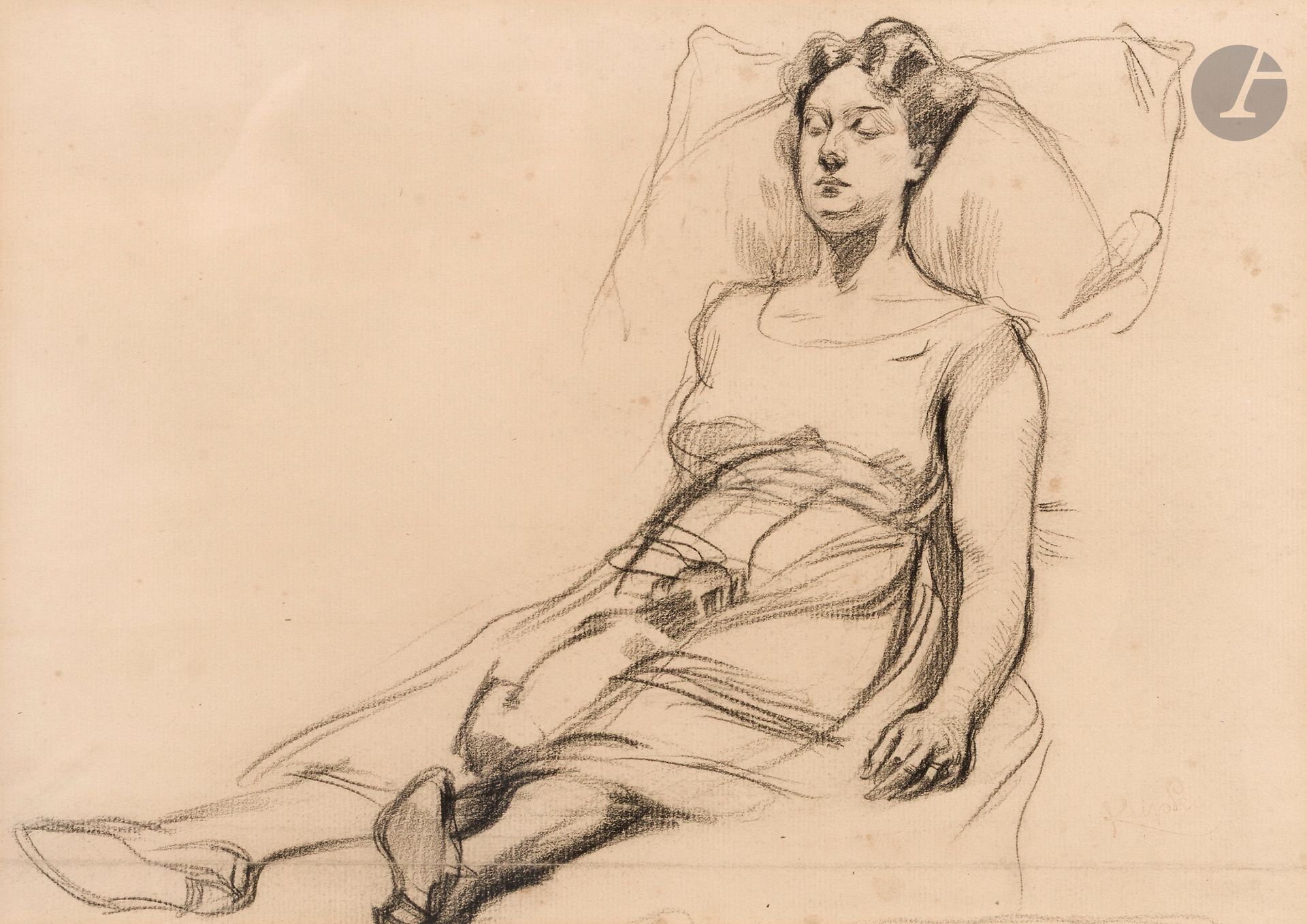 František KUPKA (1871 - 1957)
Sleeping woman with her dog
Black pencil.
Signature stamp lower right.
26 x 36.5 cm