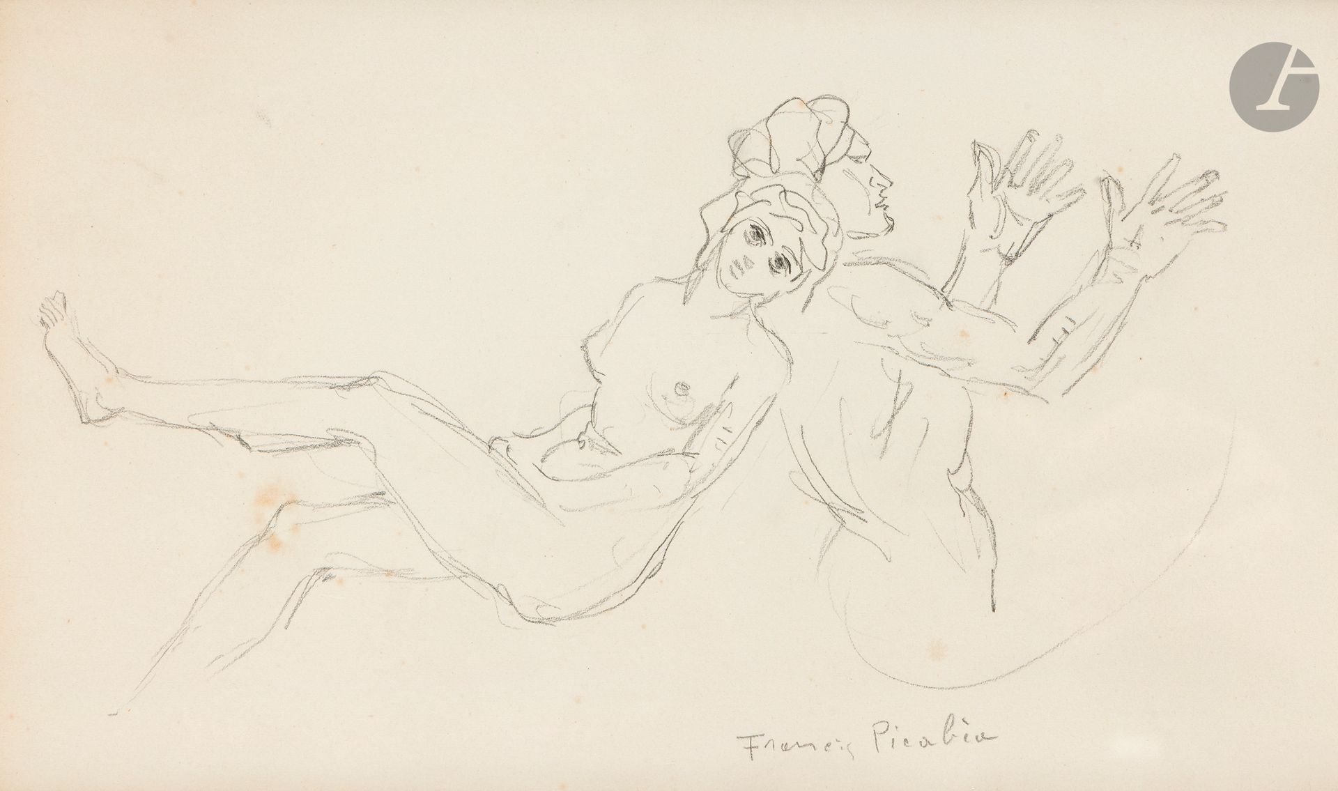 Francis PICABIA (1879 - 1953)
Couple, vers 1923-1929
Crayon noir.
Signé en bas à droite.
15,3 x 24,5 cm

Provenance : 
Collection Germaine Everling. Acquis directement auprès de cette dernière par l’actuelle propriétaire.

Un certificat de Pierre Calté, en date du 18 juillet 2011, sera remis à l’acquéreur.