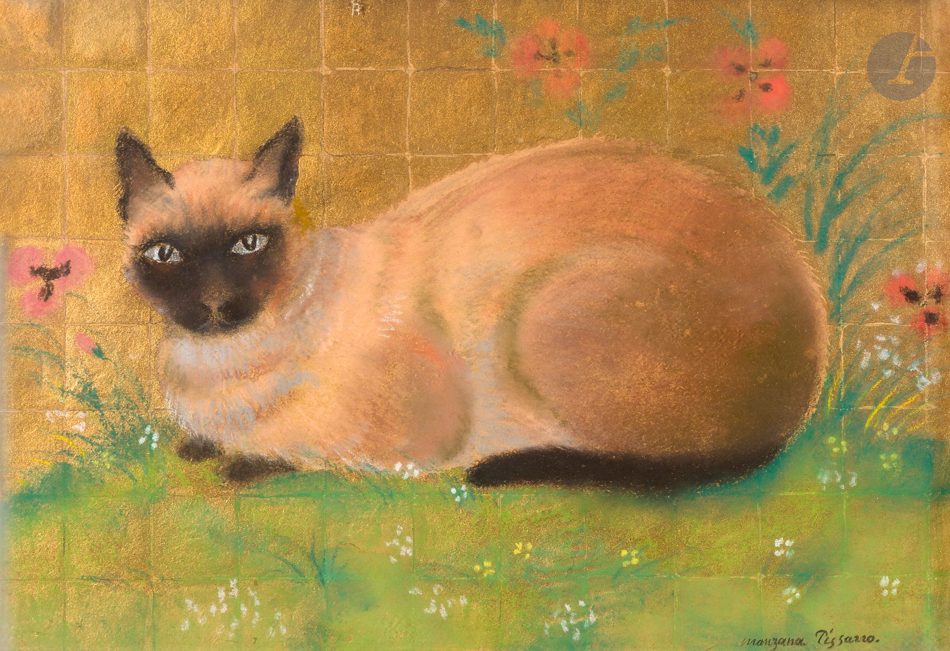 Georges MANZANA-PISSARRO (1871 - 1961)
Siamese cat
Pastel on gold leaf.
Signed lower right.
46.5 x 32 cm