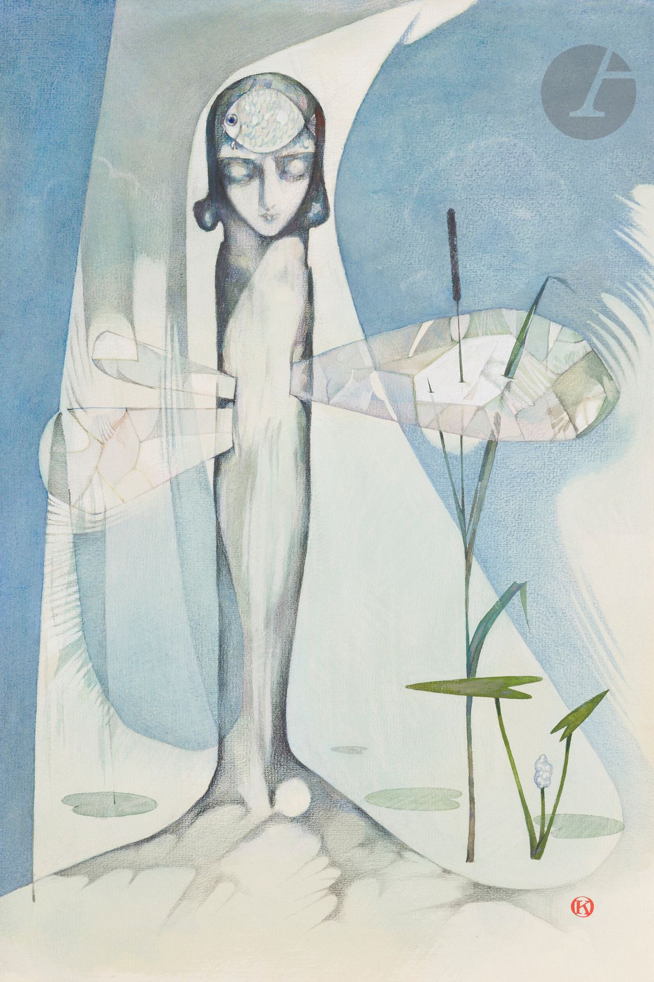 Otari Zakharovitch KANDAOUROV (né en 1937)
Femme libellule. Byline, 1968
Aquarelle.
Monogrammée en bas à droite. 
Signée, datée et titrée au dos.
36,8 x 24,7 cm

Provenance : ancienne collection Anne-Marie Day.

[art russe]