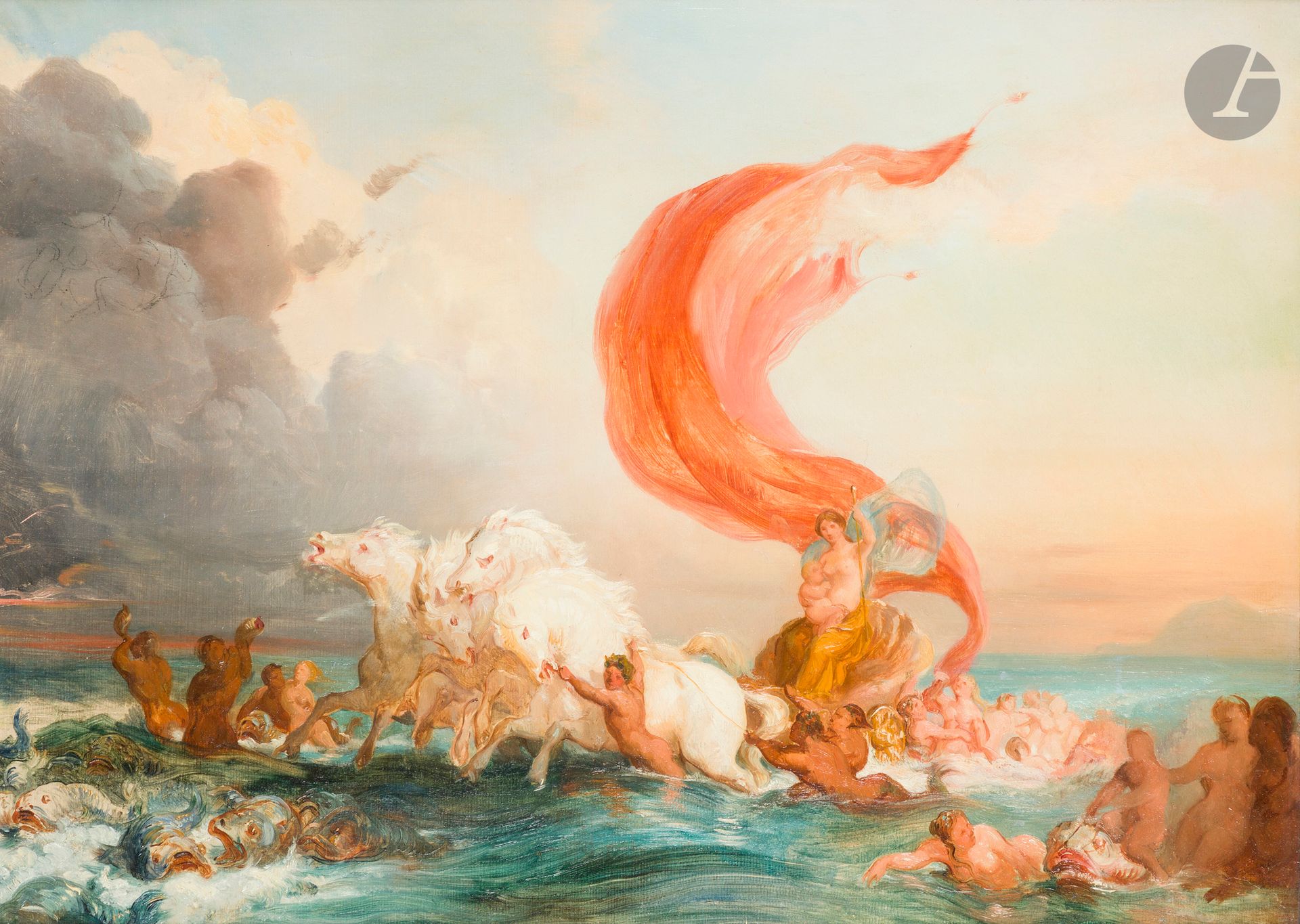 Attributed to Elie Honoré MONTAGNY (1782-1864)
The Walk of Téthys
Paper mounted on canvas
45.5 x 63 cm
Accident