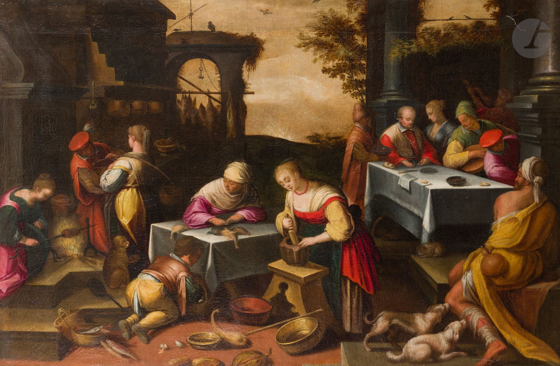 École italienne du XVIIe siècle, suiveur de Jacopo Bassano
La parabole de Lazare et le mauvais riche
Toile d’origine
107 x 151 cm
Restaurations anciennes