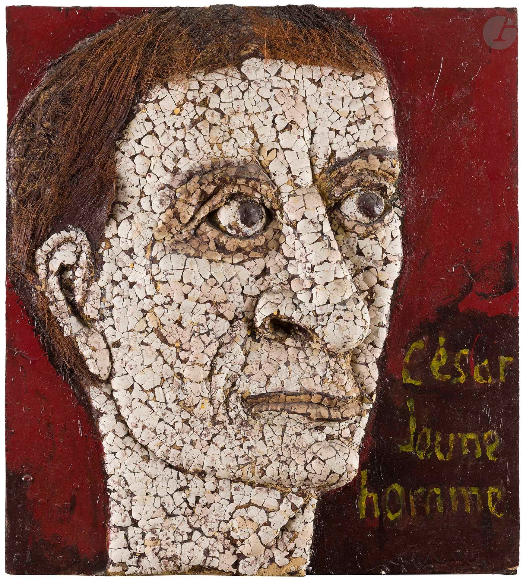 Pierre BETTENCOURT (1917-2006)
César jeune homme, 1994
Technique mixte sur panneau.
Monogrammée et datée au dos.
Titrée en bas à droite.
69 x 63 x 10 cm