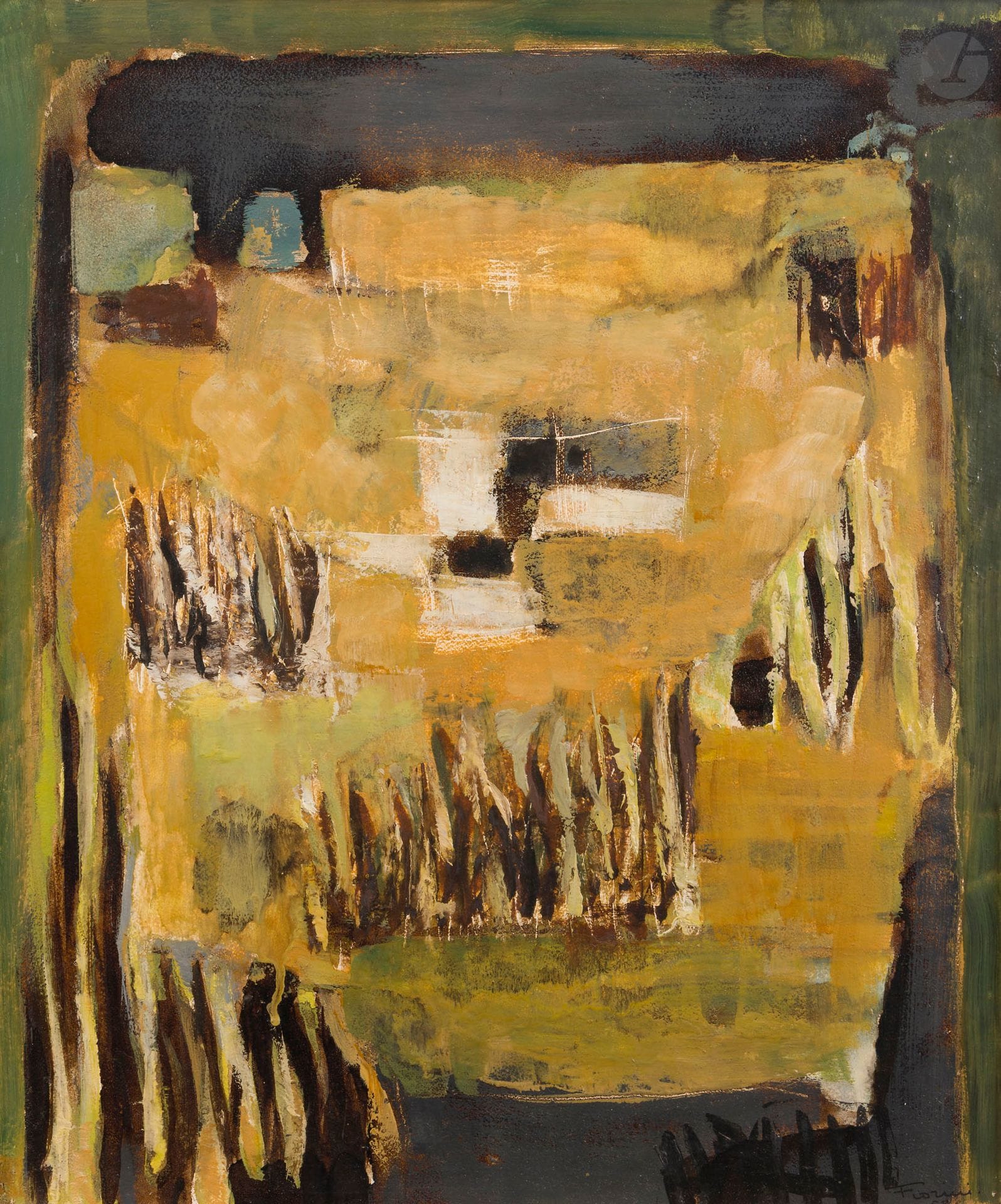 Marcel FIORINI (1922-2008)
Boissierettes, 1958
Huile sur papier monté sur panneau.
Signée et datée en bas à droite.
Titrée au dos.
46 x 38 cm