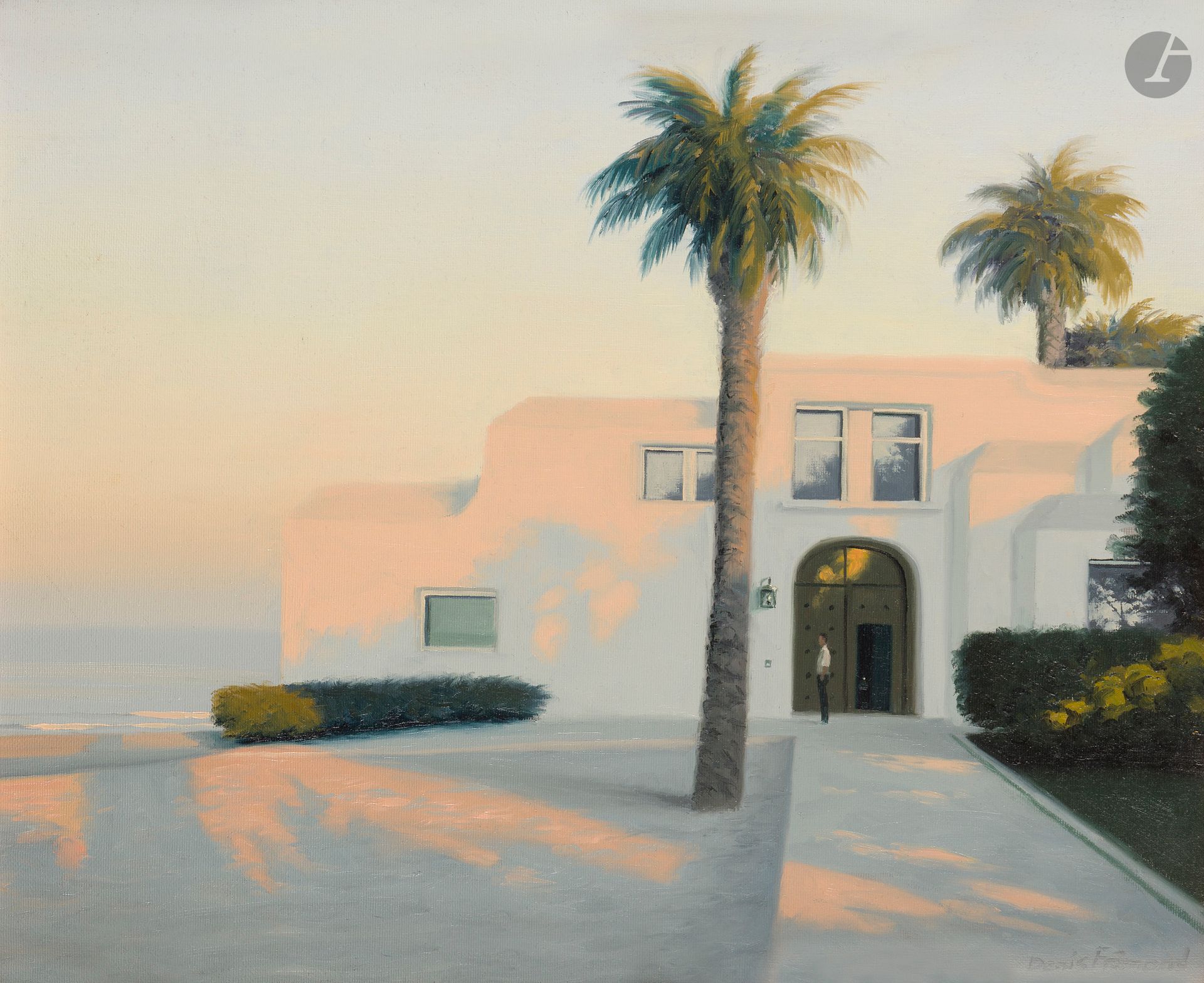 Denis FREMOND (né en 1950)
Maison au palmier, lever de soleil
Huile sur toile.
Signée en bas à droite.
38 x 46 cm