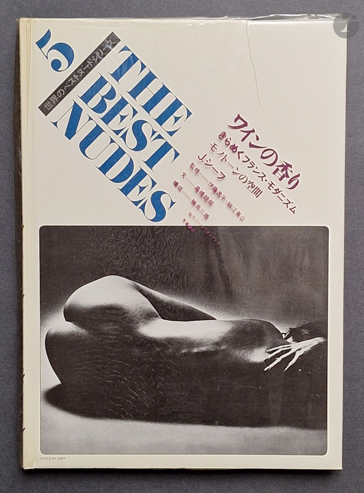 SIEFF, JEANLOUP (1933-2000)
The Best Nudes 5.
Haga Shoten, Tokyo, 1980.
In-4 (30,5 x 22 cm). Édition originale, en japonais, comprenant 100 photographies de Jeanloup Sieff. Relié sous jaquette illustrée et jaquette translucide imprimée.