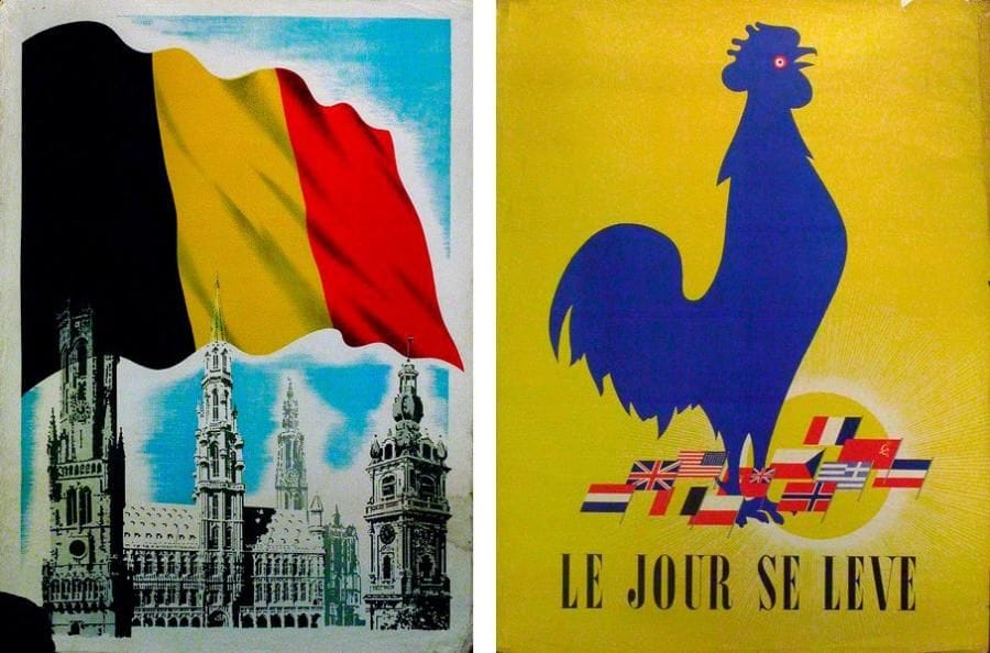 ANONYME
Le Jour se lève - La mairie de Bruxelles. 2 affiches. B.E. (Petites déchirures et manques). Chaque: environ 101 x 75 cm