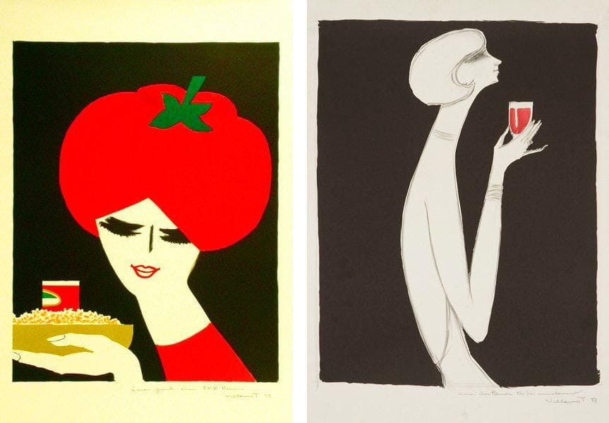 Bernard VILLEMOT (1911-1990)
Femme au verre de rouge - Cross & Blackwell, 1978 et 1981. 2 lithographies. Signées, datées et dédicacées en bas à droite. B.E. Chaque: 66 x 47 cm