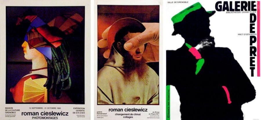 Roman CIESLEWICZ (1930-1996)
Galerie de Pret (Ville de Grenoble) - Photomontage - Collages. 3 affiches. L?une signée. B.E. Formats divers (moyens formats)
