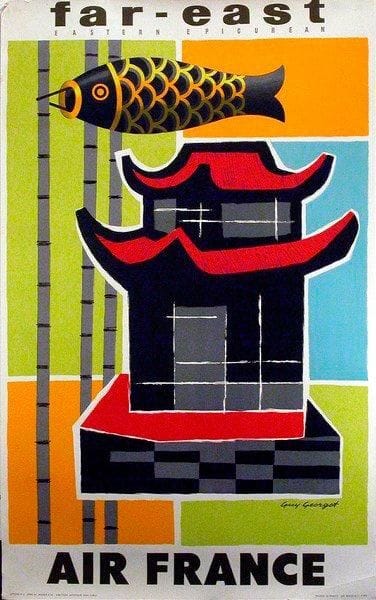 Guy GEORGET (1911-1992)
Air France - Far-East. Affiche. Signée en bas à droite. B.E. 100 x 63 cm