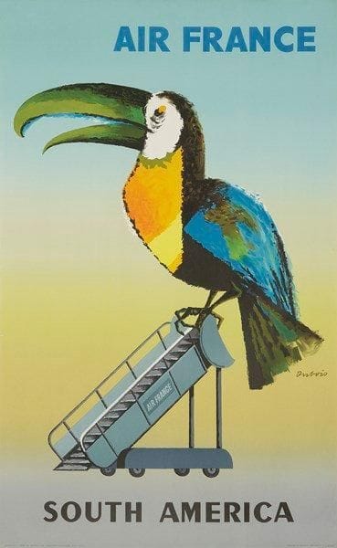 Jacques DUBOIS (XXe siècle)
Air France - South America. Affiche. Signée en bas à droite. B.E. 100 x 62 cm