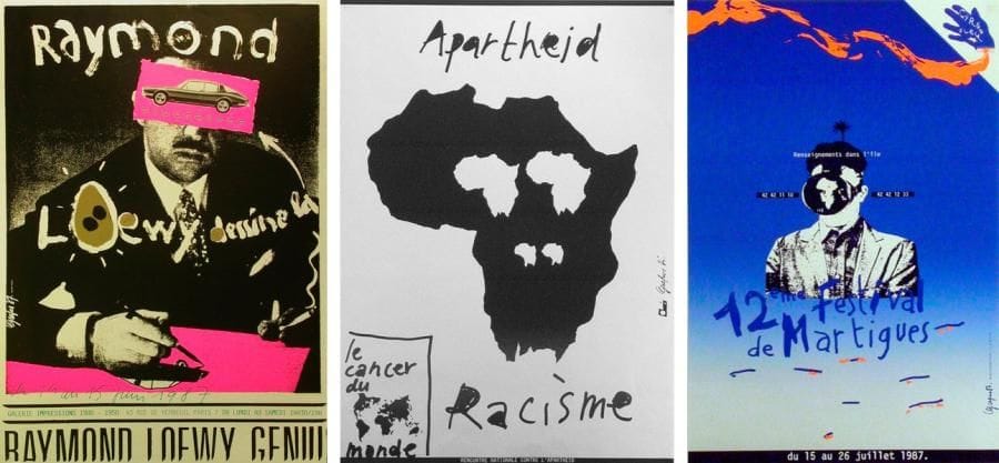GRAPUS (XXe siècle)
12Eme festival de Martigues - Apartheid Racisme - Raymond Loevy dessine la Studebaker, 1986-87. 3 affiches. Signées. B.E. 60 x 40 cm - 70 x 50 cm et 100 x 72 cm