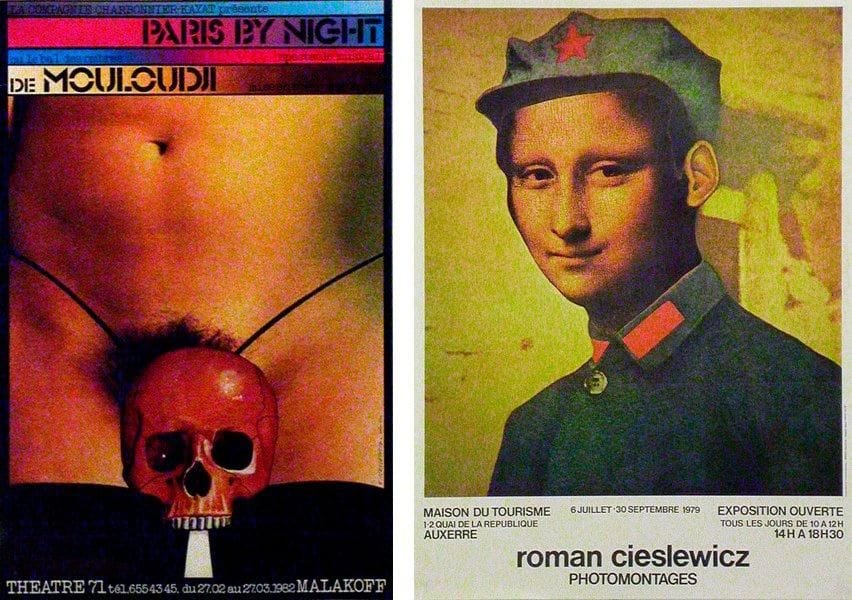Roman CIESLEWICZ (1930-1996)
Photomontages - Paris by Night, 1979 et 1982. Affiche. L?une signée. B.E. 55 x 40 cm et 44 x 29 cm
