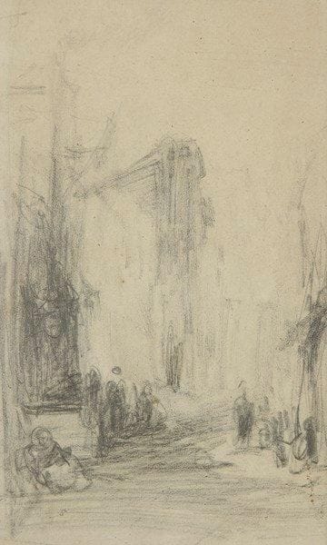 Félix ZIEM (1821-1911)
Scène de rue. Dessin à la mine de plomb. 18,3 x 11,3 cm. Monsieur Pierre Miquel a confirmé l?authenticité de cette oeuvre.