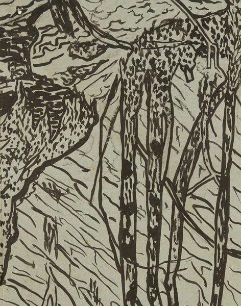 Hélène GUINEPIED (1883-1937)
Sous-bois. Encre. (Un petit trou dans la partie basse). 44,5 x 30,5 cm. Commentaire:. Cette oeuvre figurera au catalogue raisonné de l?artiste actuellement en préparation par Sophie B.-R. Mouchet, auteure de la biographie «Hélène Guinepied, artiste peintre 1883-1937» parue en 2011.