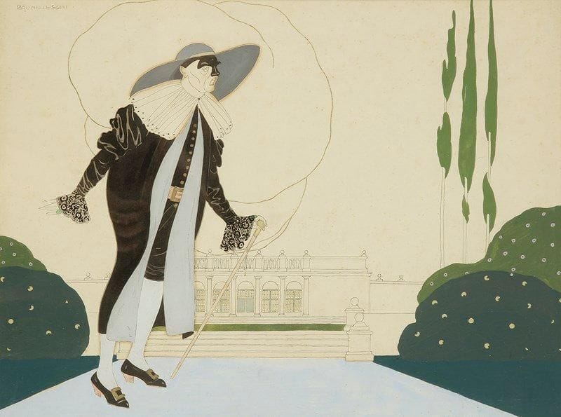 Umberto Brunelleschi (1879-1949)
Le Docteur Ballanzone. Dessin à la gouache et encre. Signé en bas à droite. (Légères rousseurs). 35 x 46,5 cm