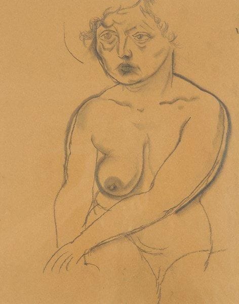 George GROSZ [allemand] (1893-1959)
Femme nue assise. Dessin au crayon et à l?estompe. Non signé. Porte le cachet de la succession «George Grosz Nachlass» et les numéros d?inventaire «5», «43» et «3». 35 x 28 cm