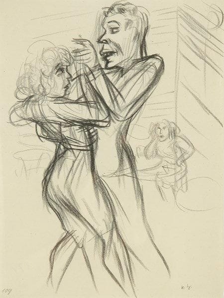 Karl HUBBUCH [allemand] (1891-1979)
Le Tango, vers 1920. Dessin au crayon noir. Monogrammé en bas à droite. 31,5 x 23,5 cm