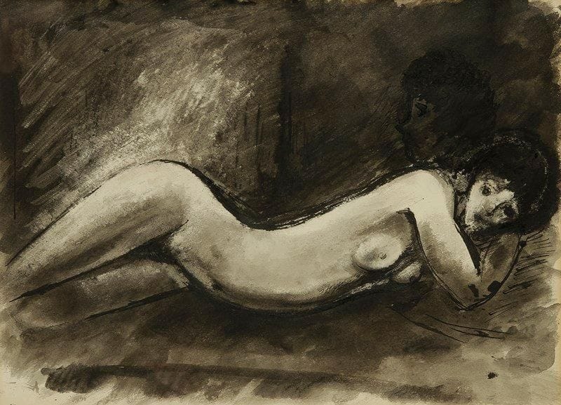 Edouard Goerg (1893-1969)
Le Couple. Dessin à l?encre et lavis d?encre. Signé deux fois. 27 x 38 cm