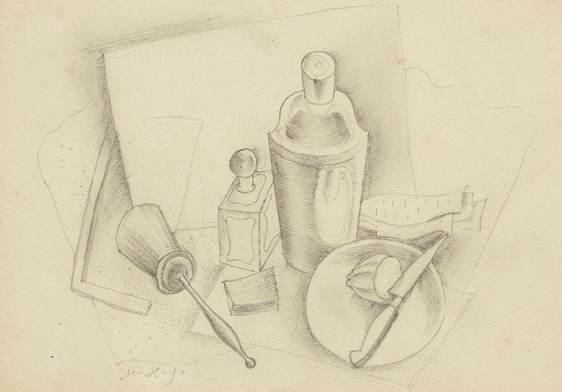 Jean HUGO (1894-1984)
Nature morte. Dessin au crayon noir. Signé en bas vers la gauche. 12 x 17 cm