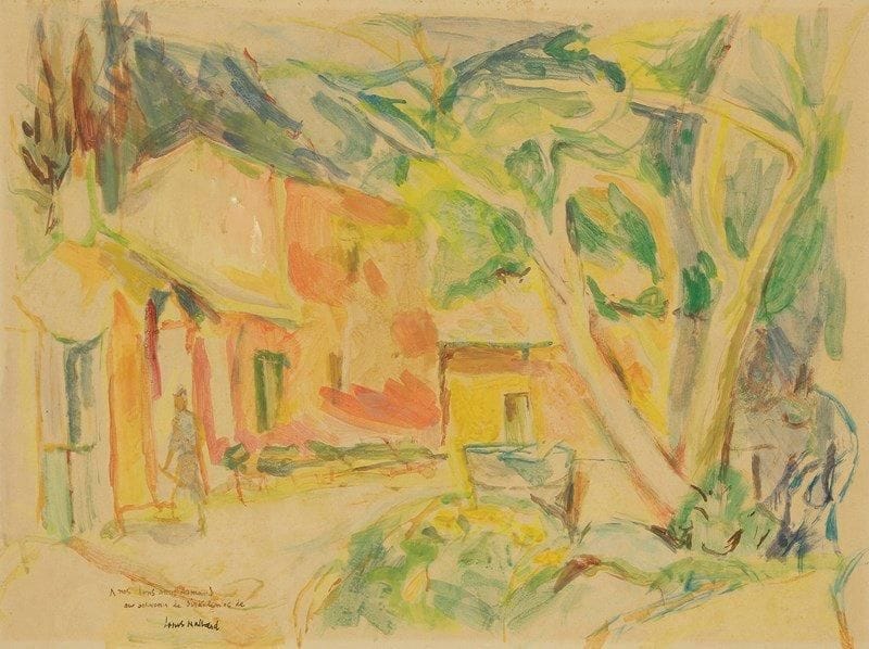 Louis NALLARD (né en 1918)
Au village. Aquarelle. Signée et dédicacée en bas à gauche. 45 x 60,5 cm