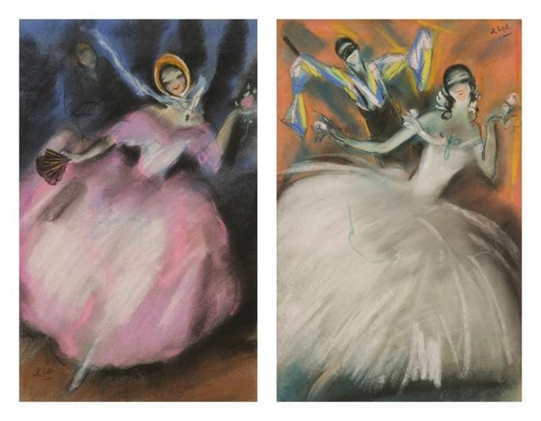 Charles Félix GIR (1883-1941)
Danseurs. 2 pastels. Signés. 45,5 x 28,5 cm chaque.