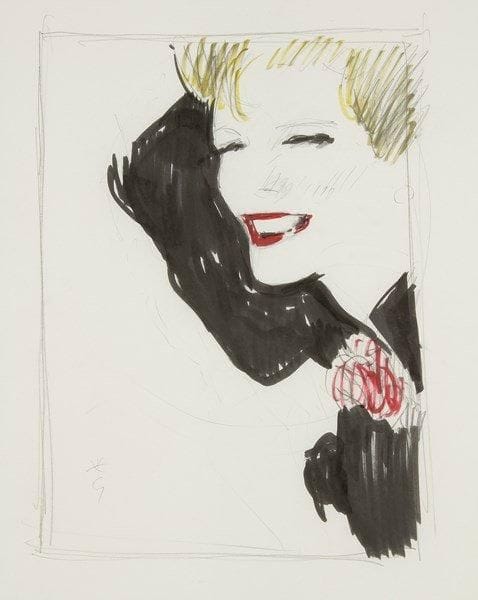 René GRUAU (1909-2004)
Profil de femme. Dessin à l?encre et crayon. Signé en bas à gauche. (Plis et petites déchirures). 55 x 45 cm