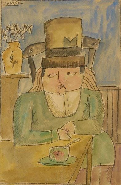 José GURVICH [uruguayen] (1927-1974)
Femme assise. Dessin au crayon noir et aquarelle. Signé en haut à gauche. 52 x 34 cm