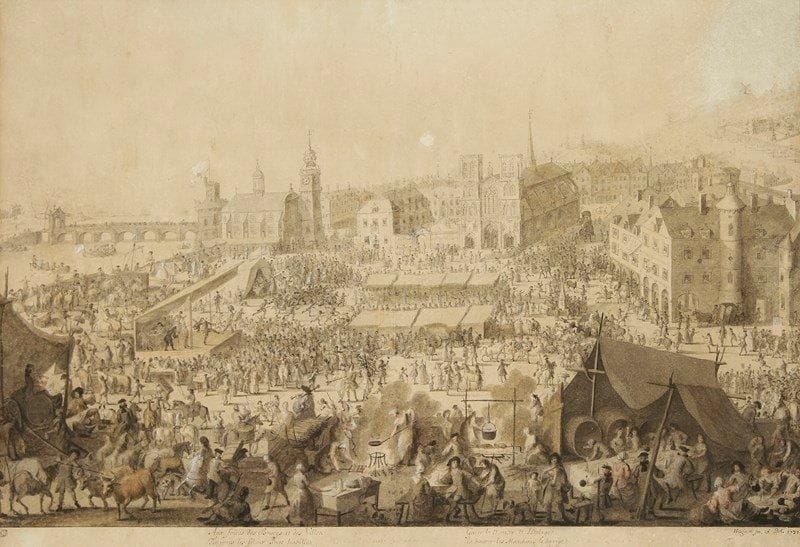 Jean François HUGUET (Rennes 1679-1749)
Scène de foire dans une ville du Nord. Plume et encre noire, lavis gris, rehauts de blanc et aquarelle sur papier beige. Signée et datée en bas à droite Huguet in et del. An 1737. Porte en bas à gauche le cachet d?une collection illisible. Porte en bas un texte à la plume. 35 x 50 cm. Huguet fut surtout connu comme paysagiste et dessinateur d?architecture. Il passa toute sa vie à Rennes.