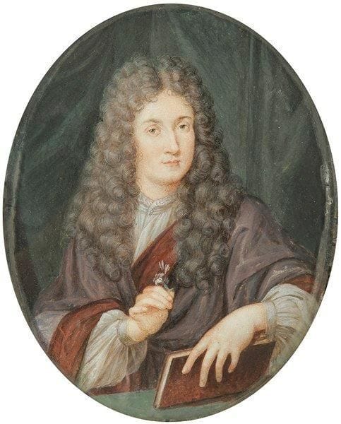 École FRANÇAISE vers 1700
Portrait d?un homme tenant un livre à la main, Monsieur de Carhaix (?). Gouache ovale. Porte un texte à la plume illisible au dos du montage. 15,5 x 12,5 cm