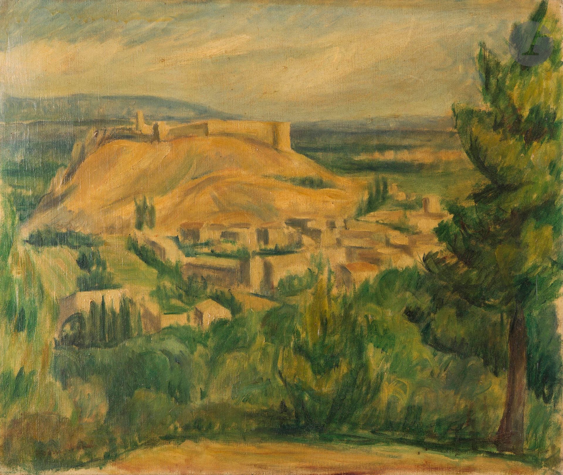 Jilani ABDUL WAHAB dit ABDUL [tunisien] (1889-1961)
Villeneuve-lez-Avignon, vue du fort Saint-André,  vers 1920
Huile sur toile.
Signée en bas à gauche.
46 x 55 cm

Provenance : 
- Collection de Thérèse Hummel, amie de Modigliani.

Jilani Abdelwaheb (1889-1961), dit Abdul, naît à Salammbô en 1889. Il nourrit très tôt l’ambition de devenir peintre. Il étudie
au prestigieux collège d’Eton, à Brighton, en Angleterre, avant de s’installer à Paris en 1911, où il fréquente l’atelier de JeanPaul Laurens. En 1912, il devient le premier Tunisien à exposer au Salon Tunisien, ouvert au Palais des Sociétés françaises,
présentant à cette occasion trois tableaux.
Dans les années 1920, il participe également au Salon d’Automne et au Salon des Tuileries. Ami fidèle de Modigliani, qui
réalise son portrait en 1916, il côtoie aussi Picasso, Ortiz de Zárate, Papazoff, Cingria et Pascin.
Aujourd’hui très rares sur le marché, ses œuvres ont pour la plupart été léguées par son épouse, Beppo, à la cité de Villa del
Río, près de Cordoue, en Andalousie. En 1984, la Tunisie lui rend hommage en éditant un timbre reproduisant une vue de
Villeneuve-lez-Avignon, presque identique à celle de notre tableau.