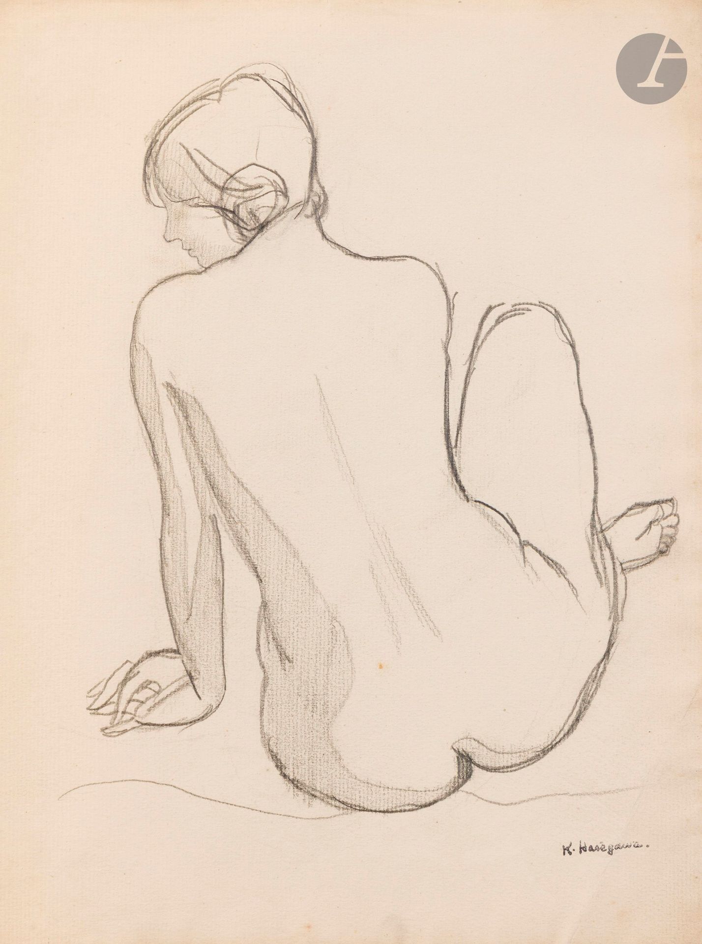 Kiyoshi HASEGAWA [japonais] (1891-1980)
Nu assis de dos
Mine de plomb.
Timbre de l'atelier en bas à droite.
31,5 x 23,5 cm