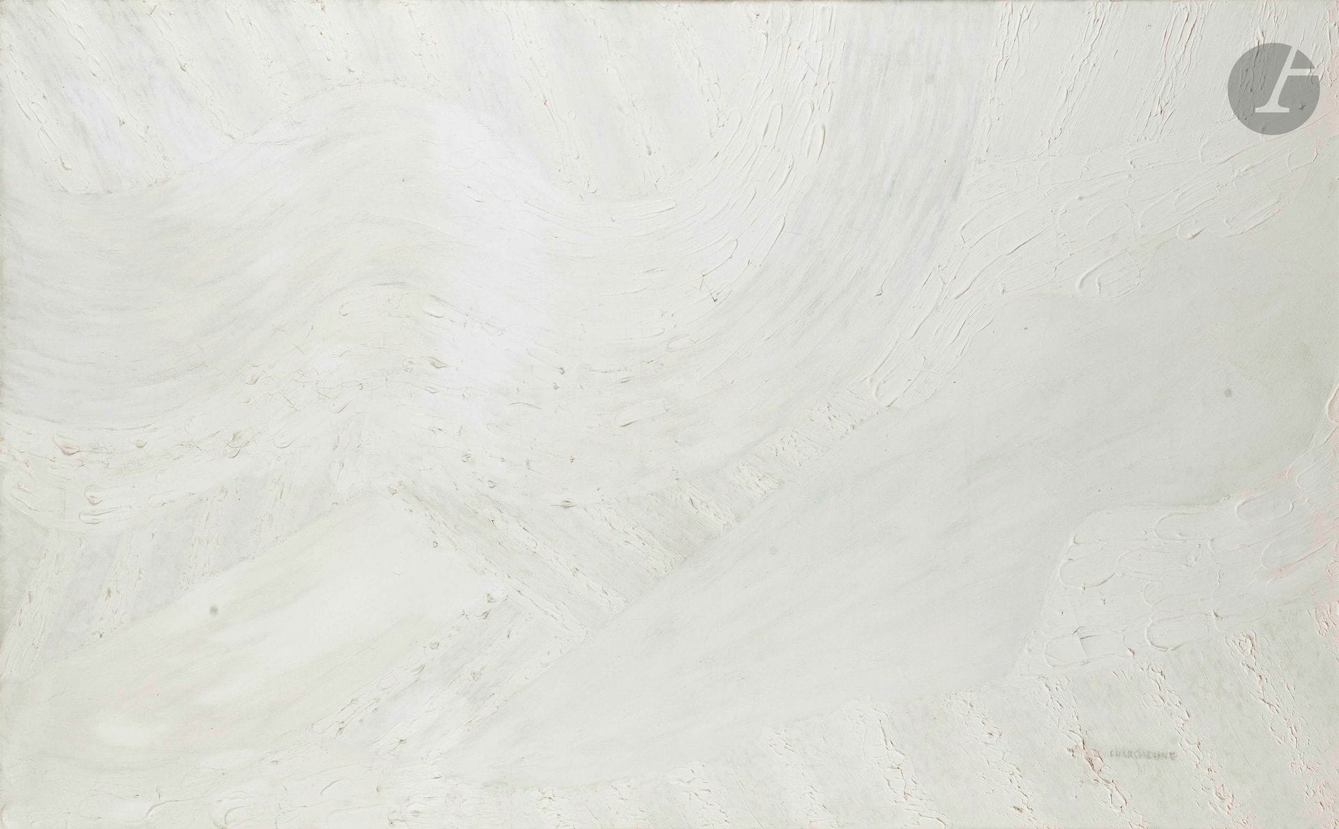Serge CHARCHOUNE [russe] (1888-1975)
Harphe, 1970
Huile sur toile.
Signée en bas à droite.
Signée et titrée au dos. 
(Petites craquelures et soulèvements).
81 x 130 cm

Provenance :
- Collection du Docteur Martineau.
- Vente Mes Perrin-Royère-Lajeunesse, Versailles, 11 décembre 2005, n° 106.
- Collection particulière, Suisse.

Bibliographie : 
Pierre Guénégan, Serge Charchoune, 1888-1975 : catalogue raisonné. Tome V. 1961-1975, St Alban, Landwell & Leeds, 2014, n°1970/002, reproduit p. 229.