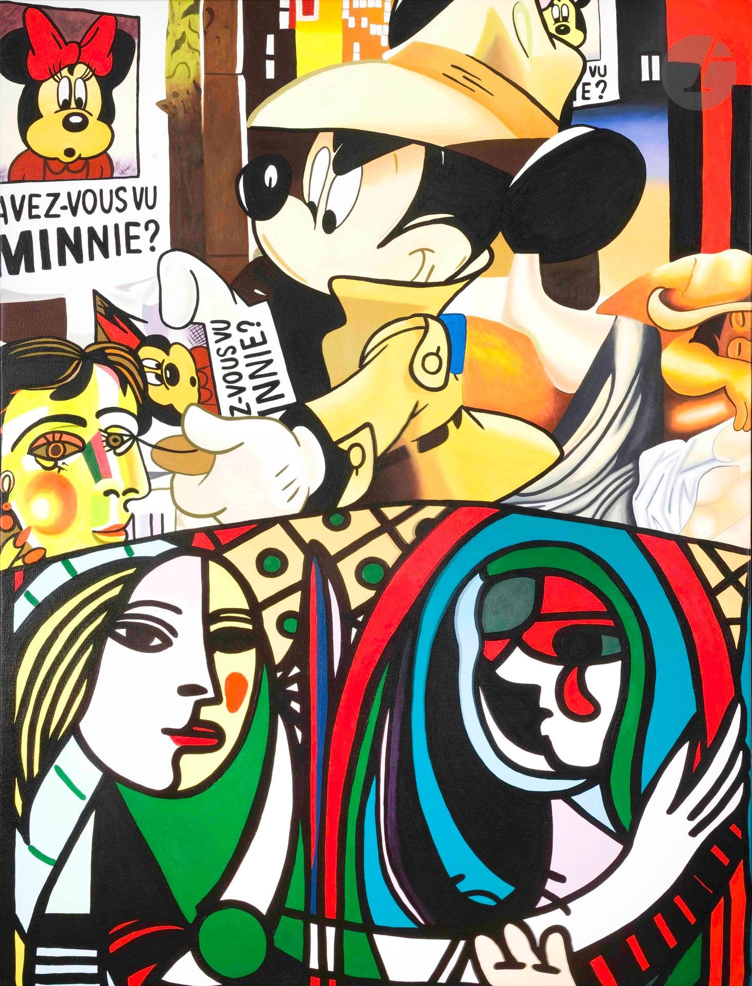 Guðmundur Guðmundsson, known as ERRÓ [Icelandic] (b. 1932)
Have you seen Minnie? 2006
Acrylic on canvas.
Signed and dated on the back.
150 x 110 cm

A certificate from the artist will be given to the buyer.