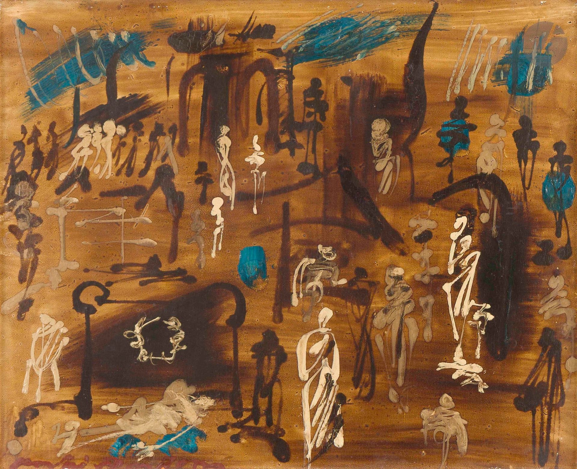 André MASSON (1896-1987)
Pompéi, la voie du tombeau, 1968
Huile sur panneau.
Signée, datée, titrée et dédicacée au dos.
33 x 41 cm

Provenance : 
Collection Claude André Puget. Par descendance.