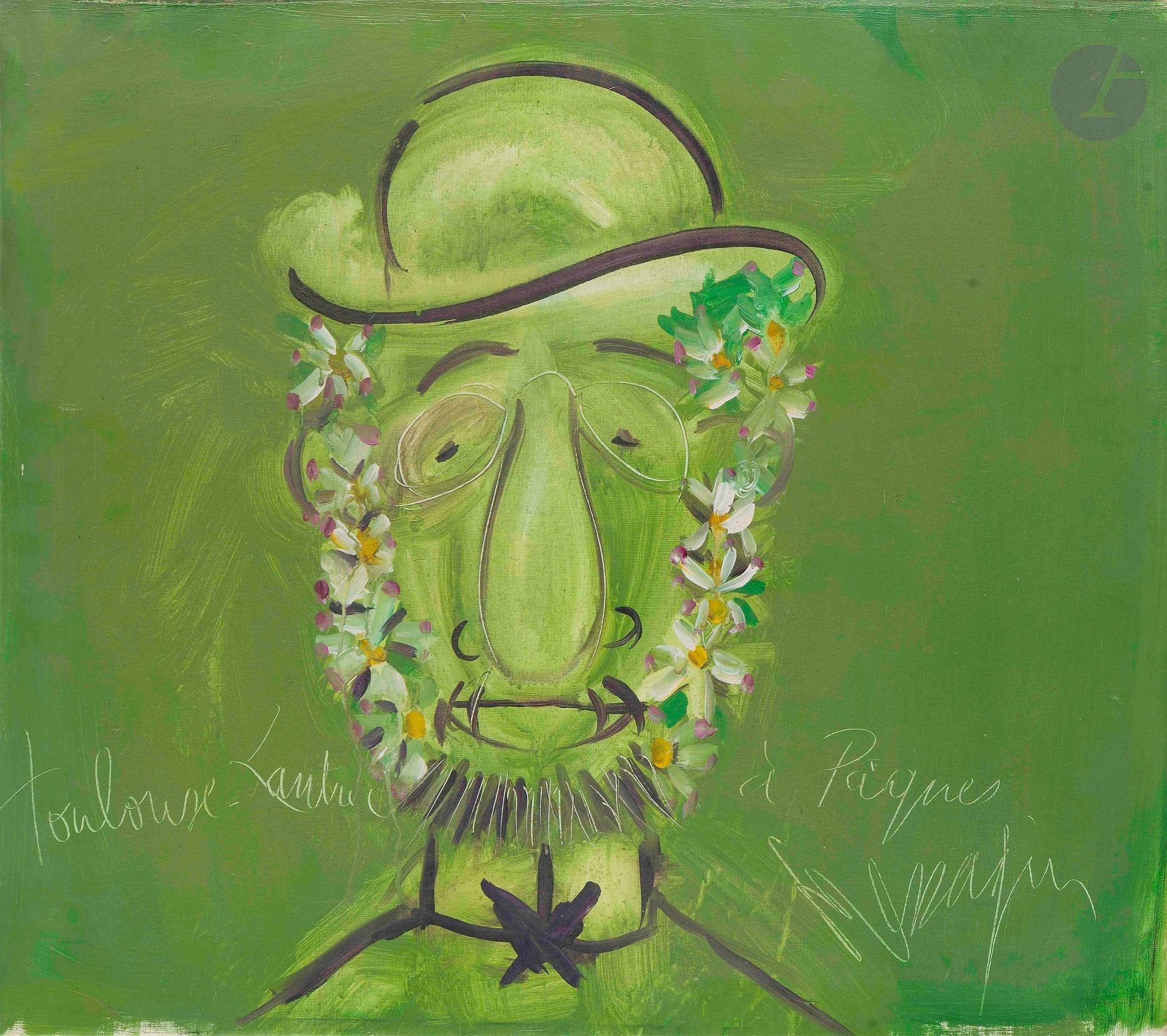 Jean MESSAGIER (1920-1999)
Toulouse-Lautrec à Pâques, 1985
Huile sur toile.
Signée et titrée dans la composition.
Signée au dos. Datée et titrée sur le châssis.
64 x 73 cm 

Nous remercions Monsieur Elie Messagier de nous avoir confirmé l'authenticité de cette œuvre.