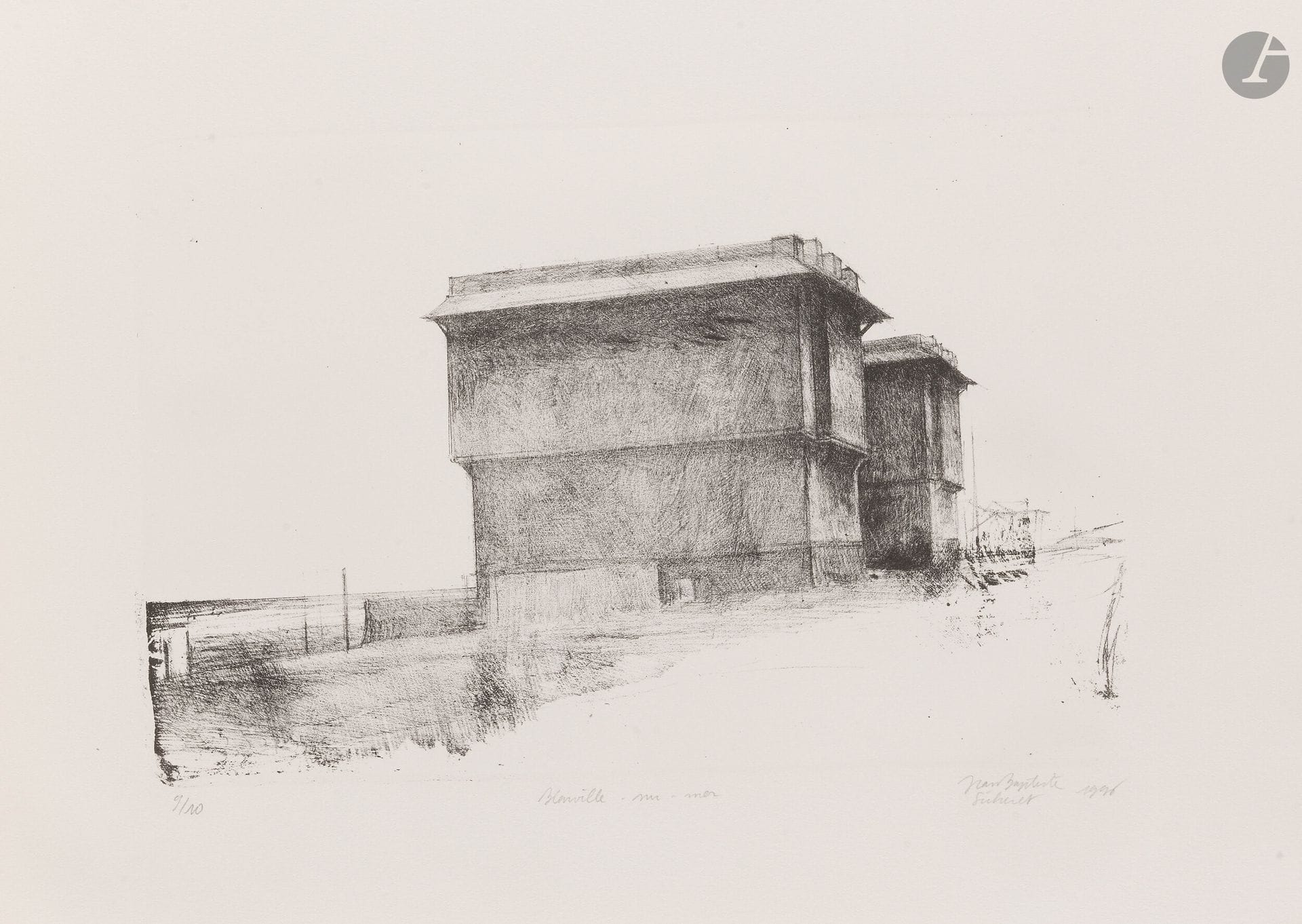 Jean-Baptiste Sécheret (né en 1957)
Blonville-sur-Mer II. 1996. Lithographie. 315x175mm. Plumart L110. Parfaite épreuve sur vélin blanc, numérotée, titrée, signée et datée au crayon. Toutes marges. Tirage à 10 épreuves.