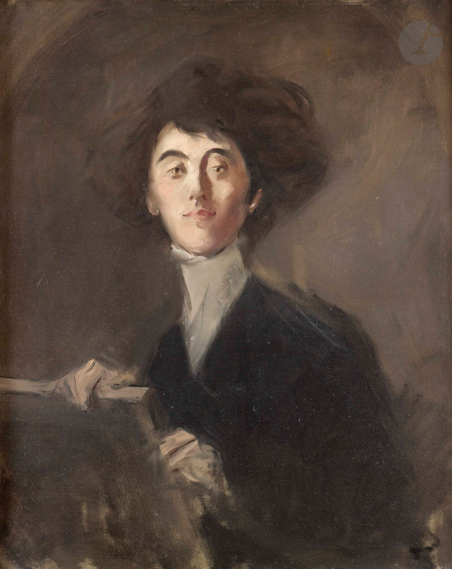 Jean-Louis FORAIN (1852-1931)
Portrait of a Woman Painter, circa 1910
Oil on canvas.
Trace of monogram lower right.
73 x 60 cm

Provenance : 
- Sale Succession Madame Albouy-Moore, Me Libert, Hôtel Drouot, Paris, March 12, 2003, catalog, no. 87, reproduced.
- Private collection, Paris. Acquired at the previous sale.
 
A certificate of authenticity from Madame Florence Valdès-Forain, dated February 25, 2016, will be given to the buyer.