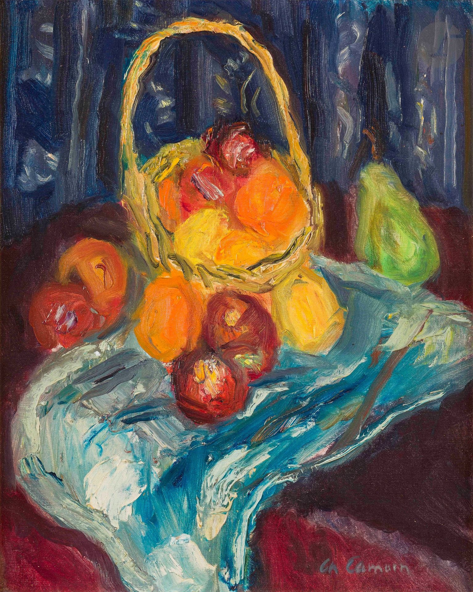 Charles CAMOIN (1879-1965)
The Fruit Basket, circa 1955
Oil on canvas.
Signed lower right.
49 x 40 cm

Provenance :
Private collection, Paris.

This work is referenced in the Camoin Archives. We thank them for the information they provided.