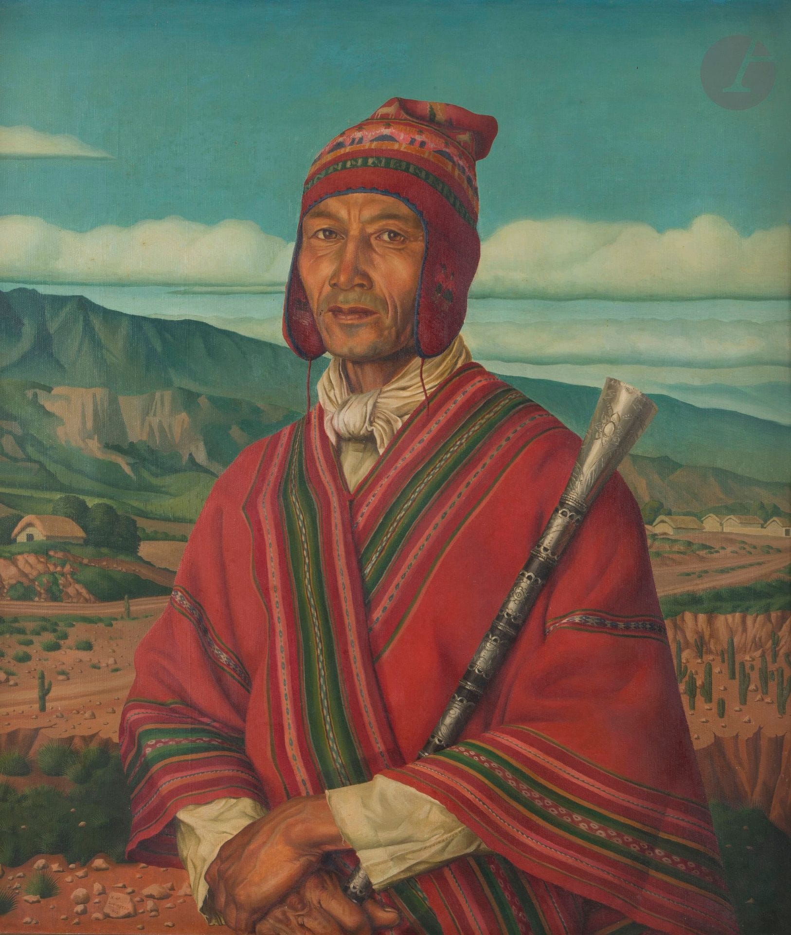 Enrique LACHAUD DE LOQUEYSSIE (1900-1958)
El Curaca, 1942
Huile sur toile.
Signée "H. de Loqueyssie" et datée en bas à gauche.
80 x 70 cm

Provenance : 
Collection particulière, France.

Exposition :
XXXIII Salón Nacional de Bellas Artes, Palais de Glace, Buenos Aires, 21 septembre-21 octobre 1942, catalogue, n° 163, reproduit (étiquettes sur le châssis).