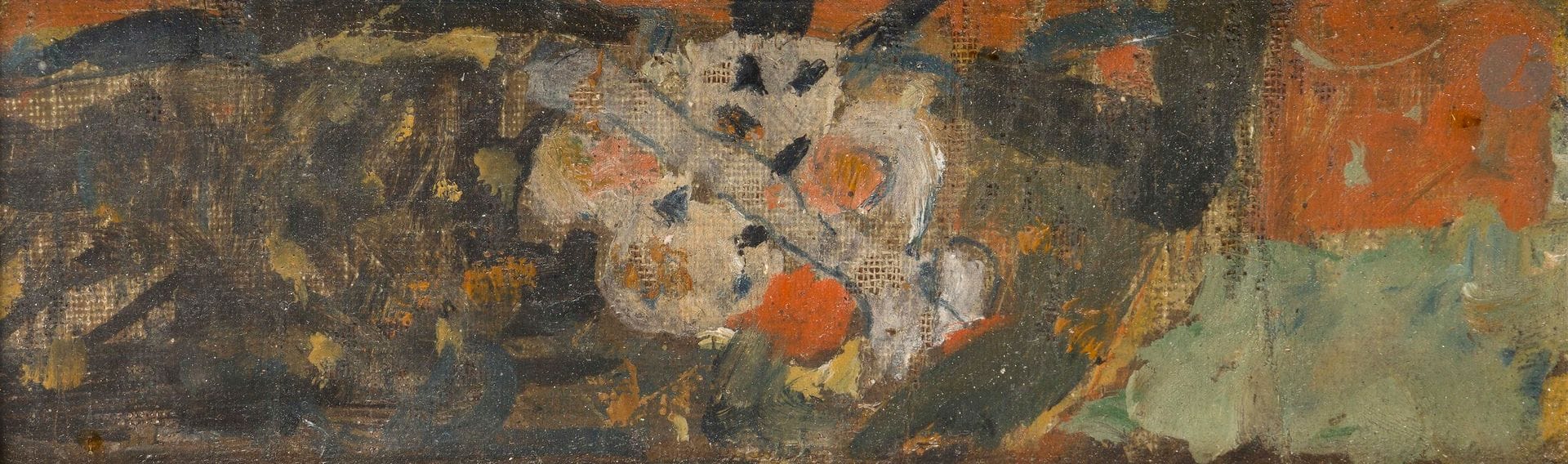 Jean Puni dit POUGNY (1892-1956)
Pipe et jeu de cartes, vers 1934-39
Huile sur toile contrecollée sur isorel.
Non signée.
7 x 21 cm

Nous remercions le Projet de Recherches Jean Pougny d'avoir confirmé l'authenticité de cette œuvre et pour les informations qu'il nous a transmises.